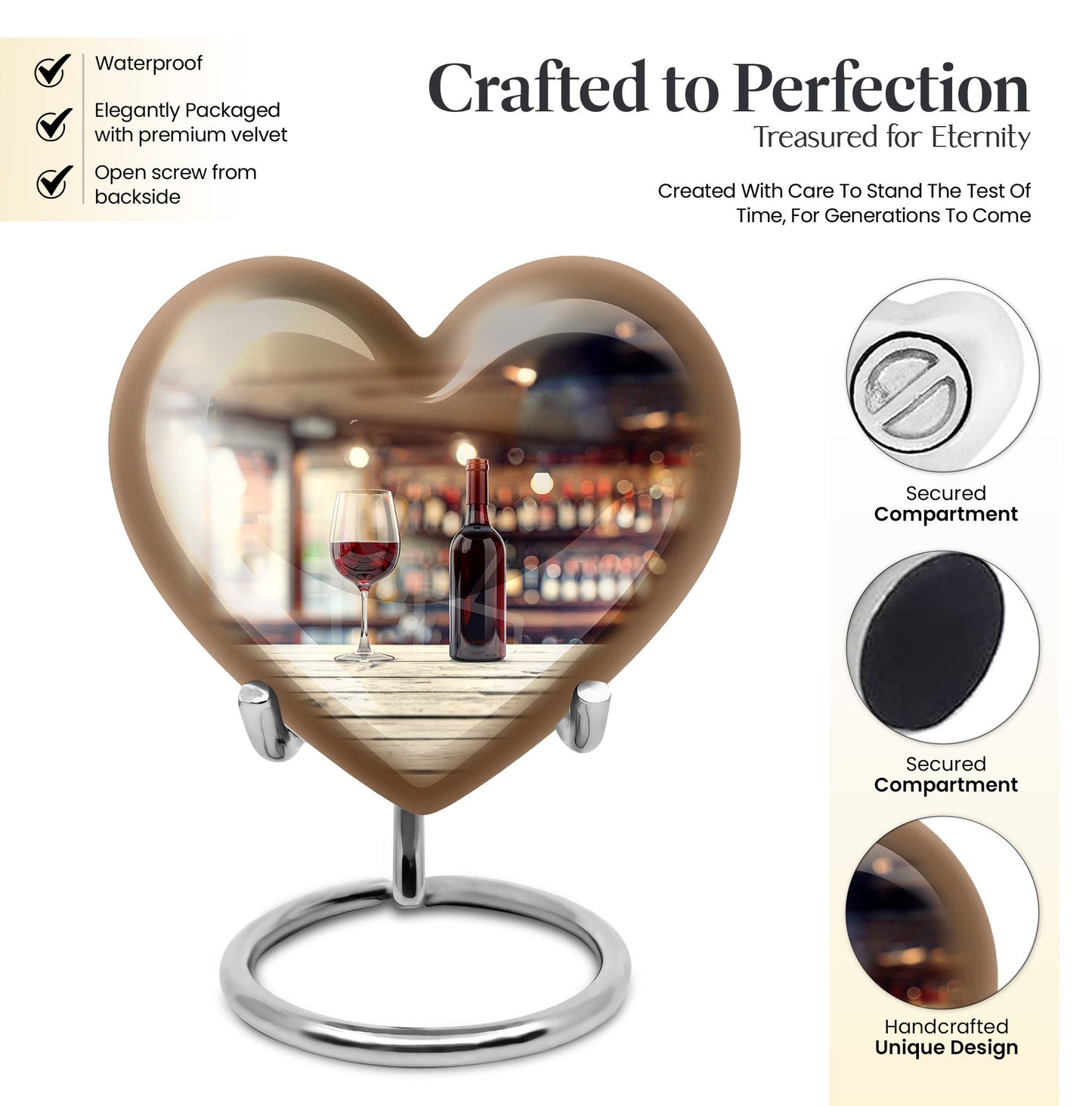 10 inch heart-shaped wine urn