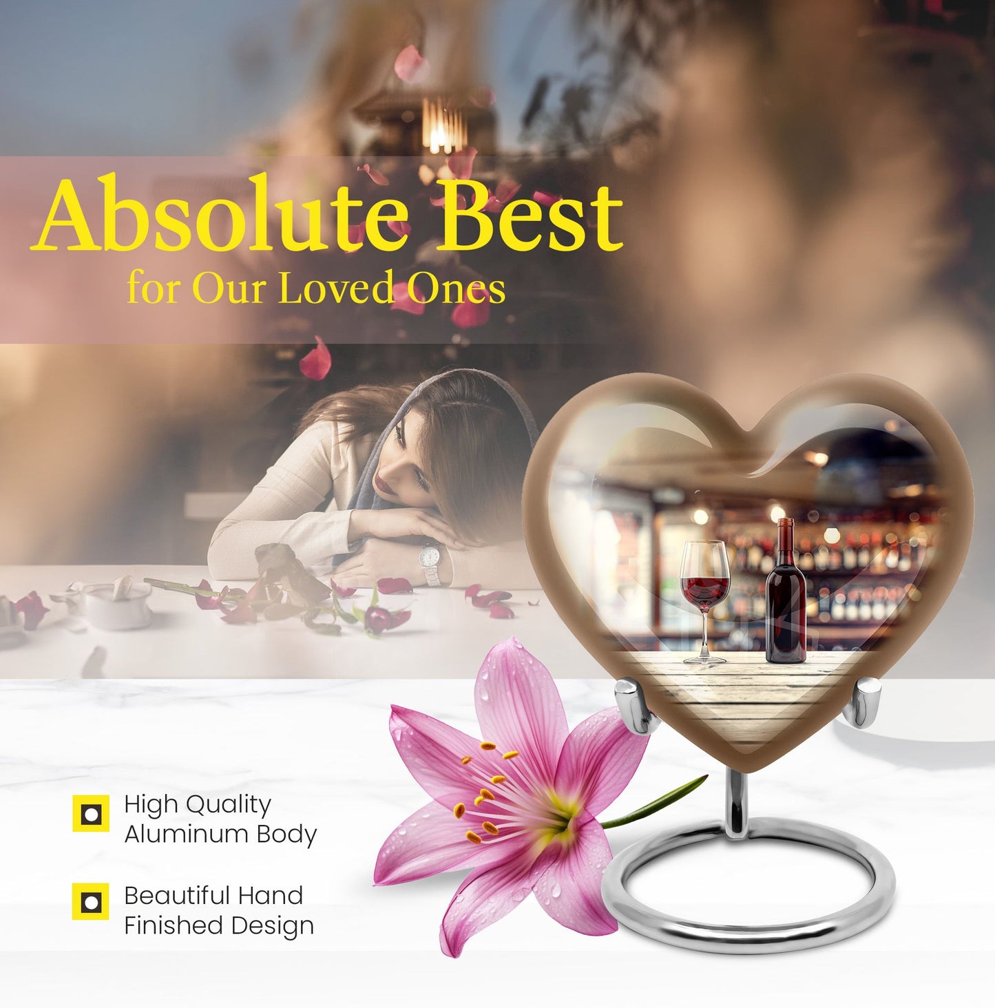 10 inch heart-shaped wine urn