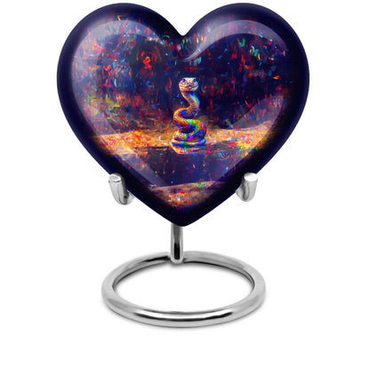 10-inch aluminium heart-shaped snake urn for human ashes with engraving option