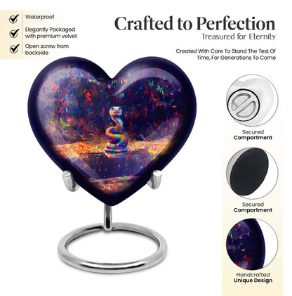 10-inch aluminium heart-shaped snake urn for human ashes with engraving option