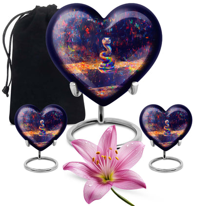 10-inch aluminium heart-shaped snake urn for human ashes with engraving option