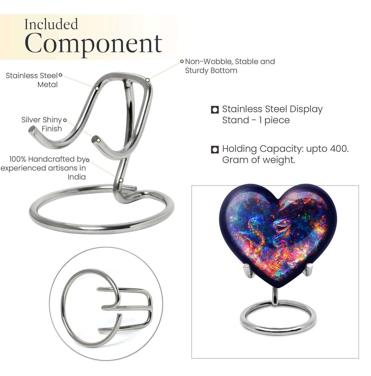 heart shaped snake Urn for adult ashes