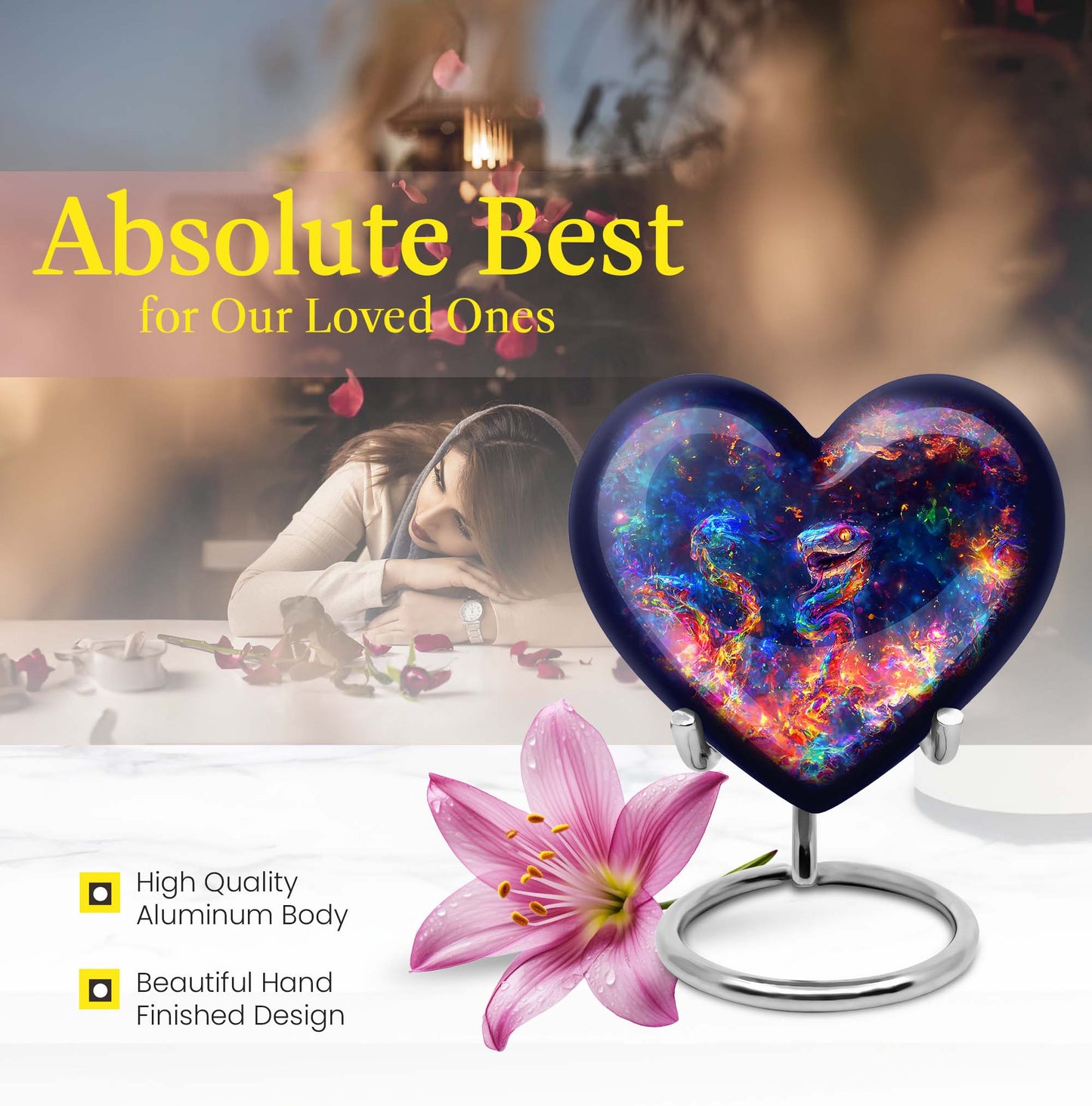 heart shaped snake Urn for adult ashes