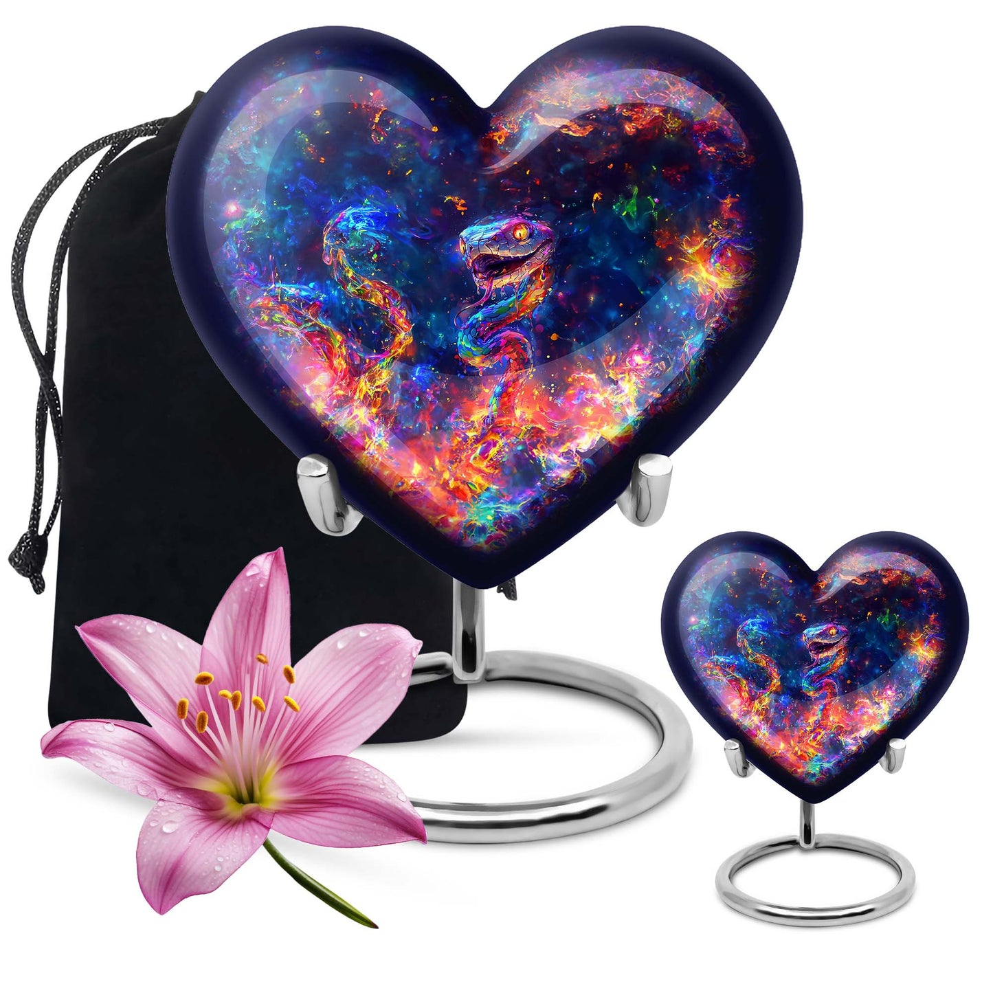 heart shaped snake Urn for adult ashes