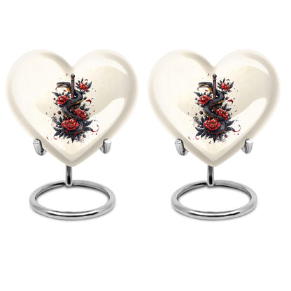 Large 10-inch heart-shaped snake urn
