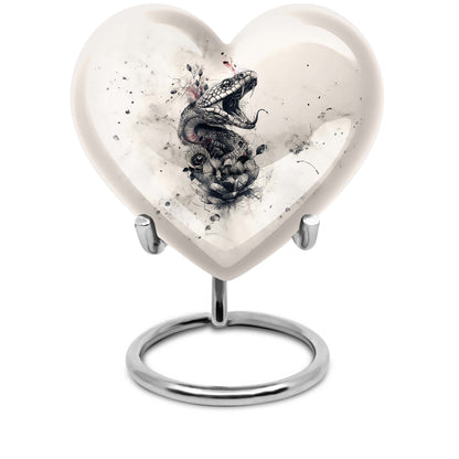 heart-shaped snake urn for adult ashes