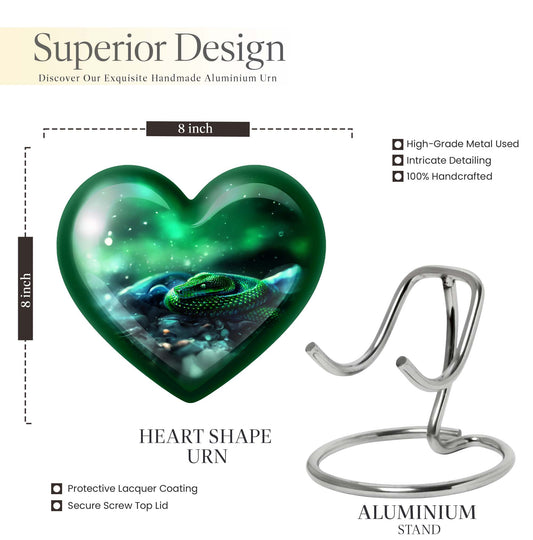  Heart-shaped snake funeral urn for adult human ashes,