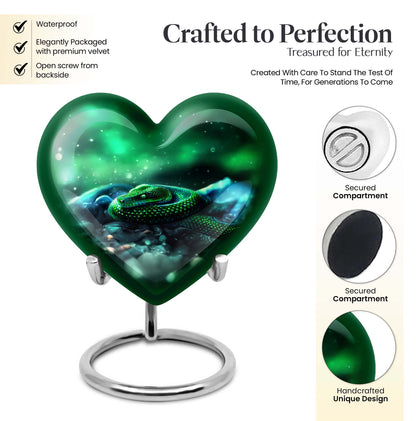  Heart-shaped snake funeral urn for adult human ashes,