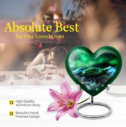  Heart-shaped snake funeral urn for adult human ashes,