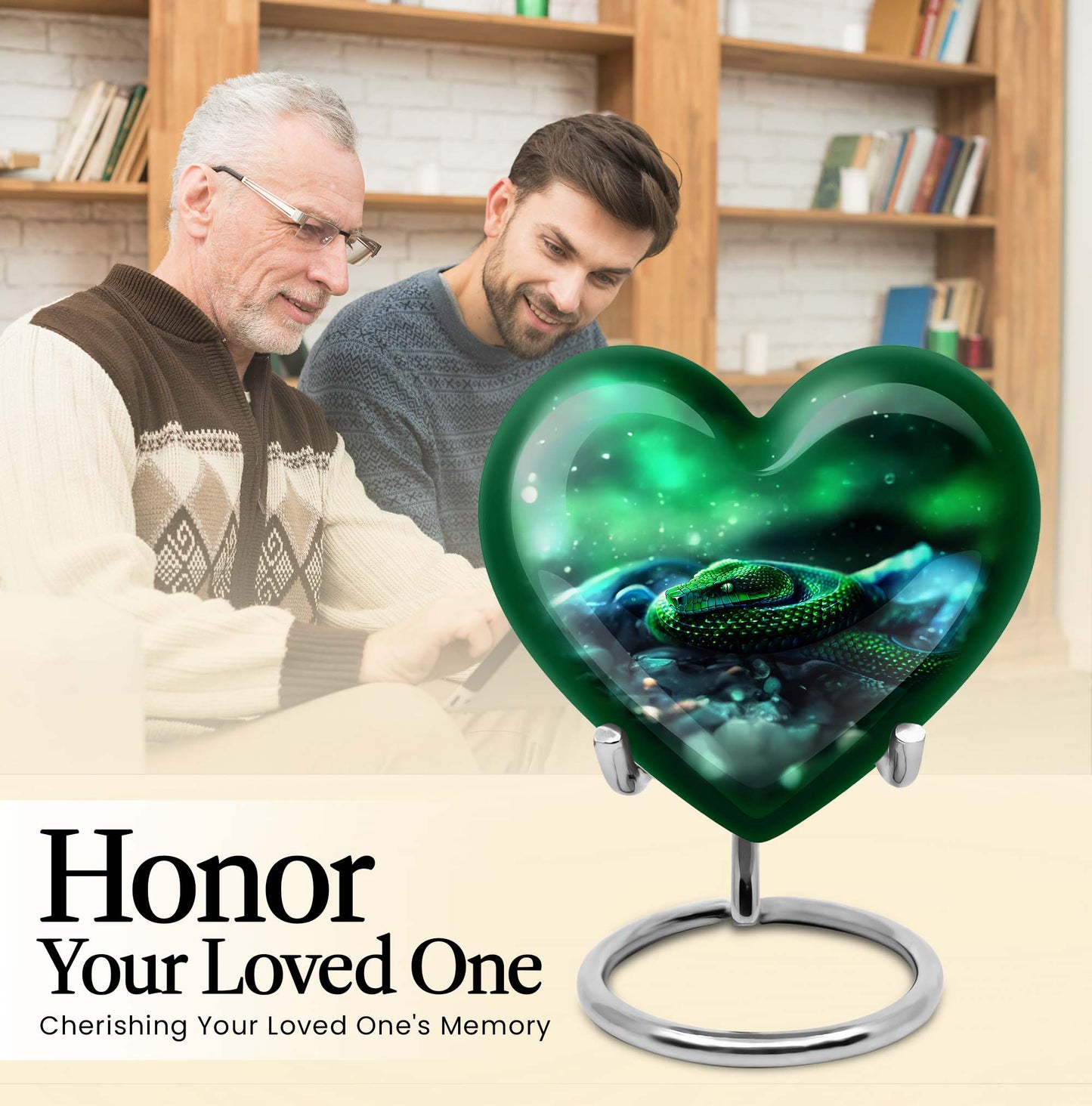  Heart-shaped snake funeral urn for adult human ashes,
