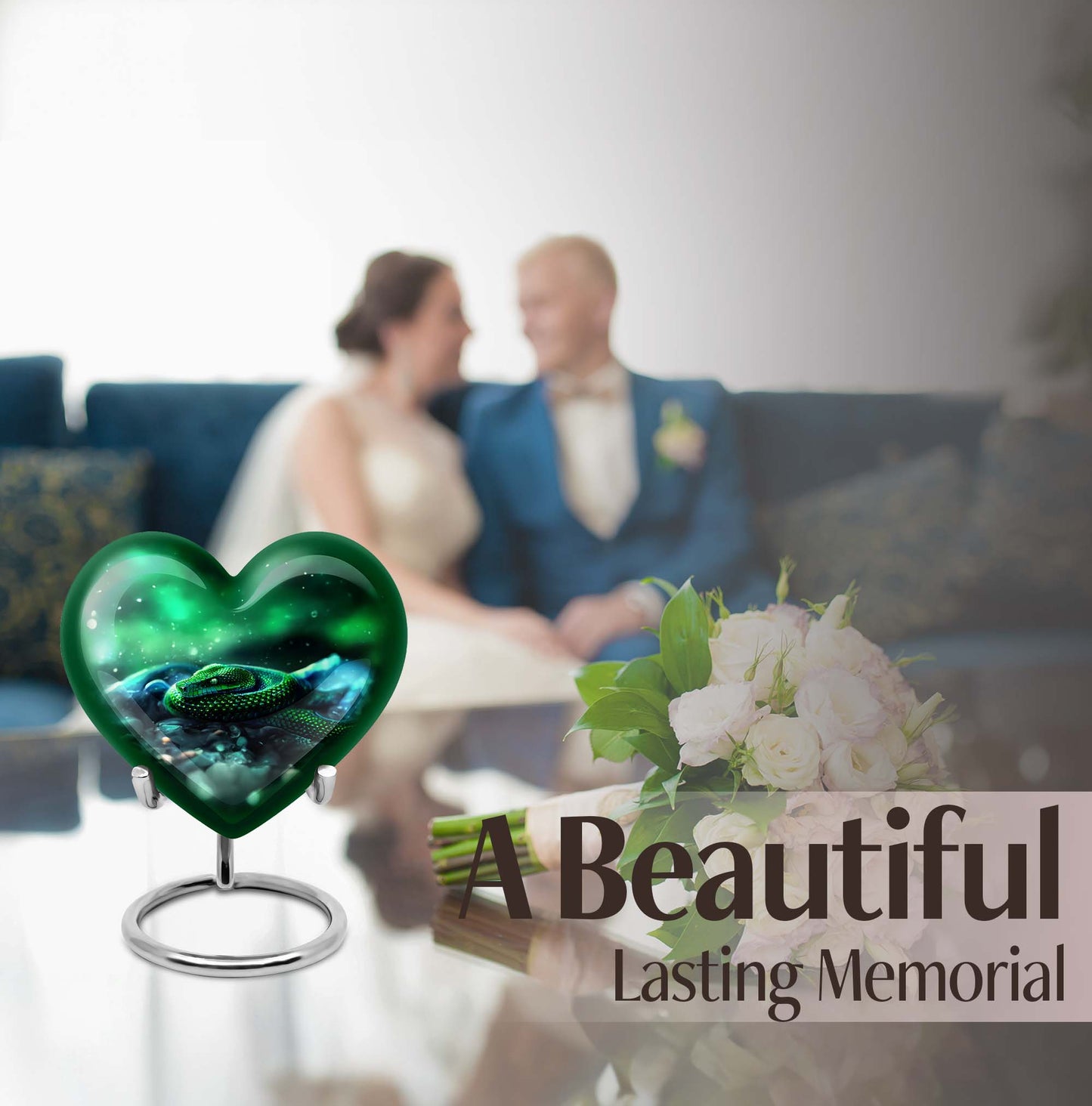  Heart-shaped snake funeral urn for adult human ashes,