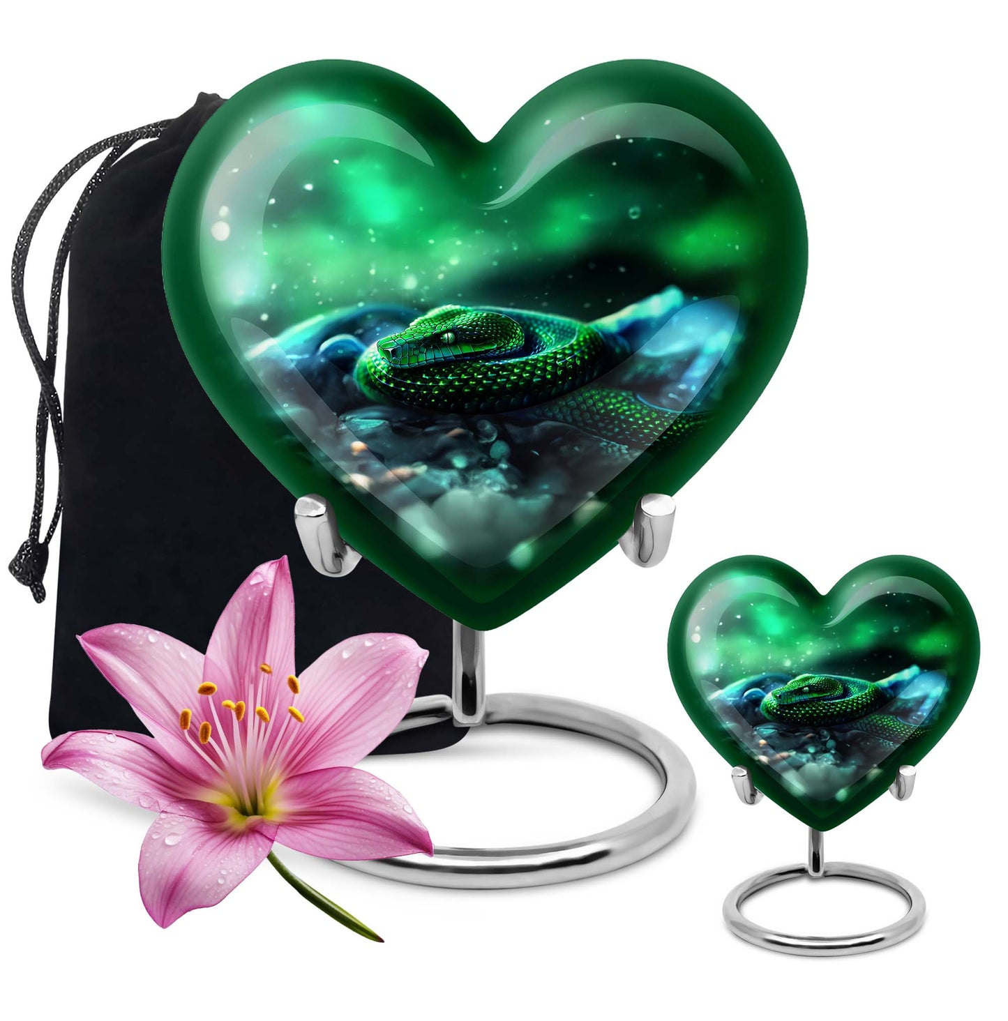  Heart-shaped snake funeral urn for adult human ashes,