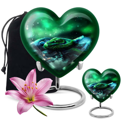  Heart-shaped snake funeral urn for adult human ashes,