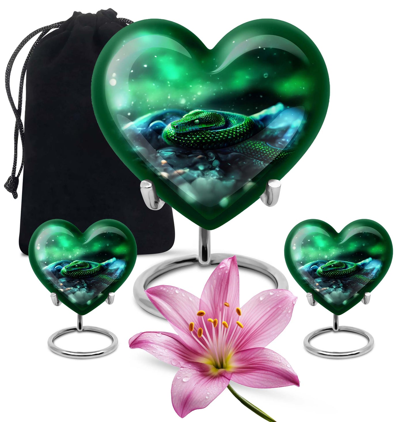  Heart-shaped snake funeral urn for adult human ashes,