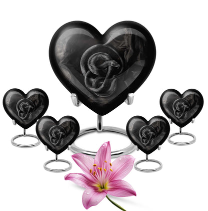heart-shaped snake urn for ashes