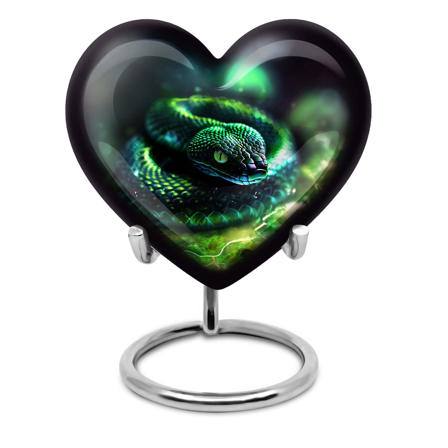 Heart-shaped snake urn for ashes