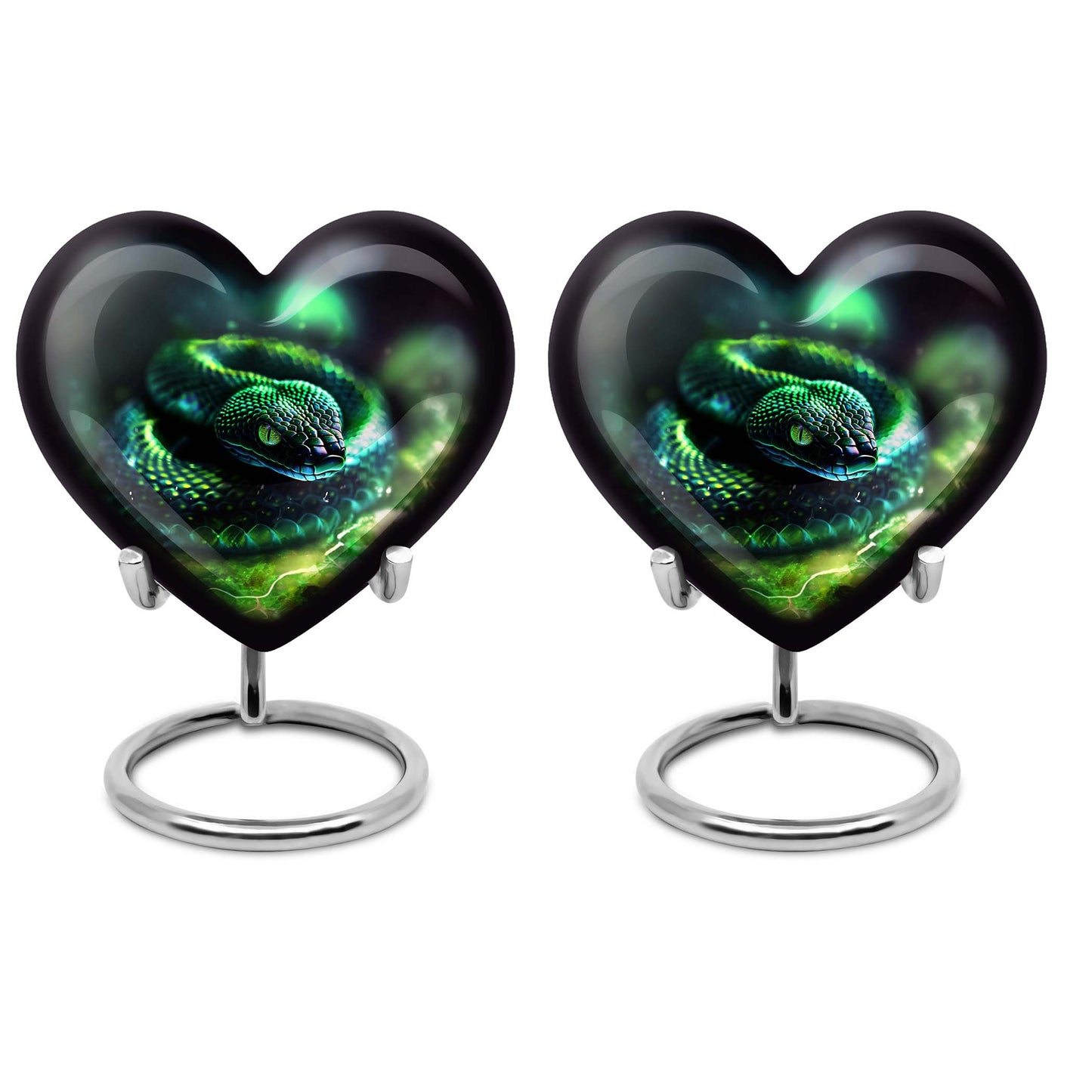 Heart-shaped snake urn for ashes