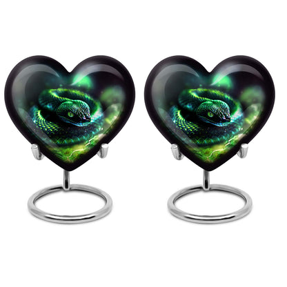 Heart-shaped snake urn for ashes