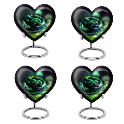 Heart-shaped snake urn for ashes