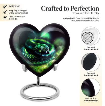 Heart-shaped snake urn for ashes