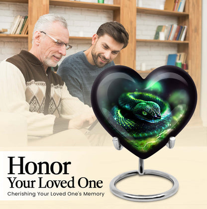 Heart-shaped snake urn for ashes