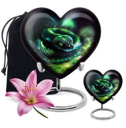 Heart-shaped snake urn for ashes