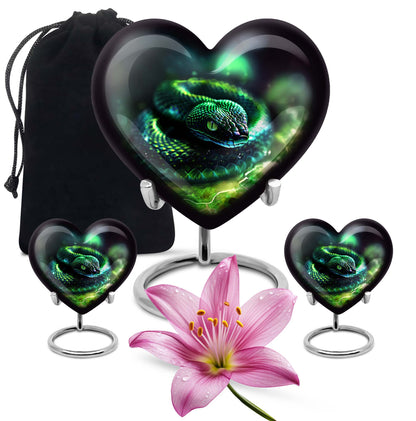 Heart-shaped snake urn for ashes