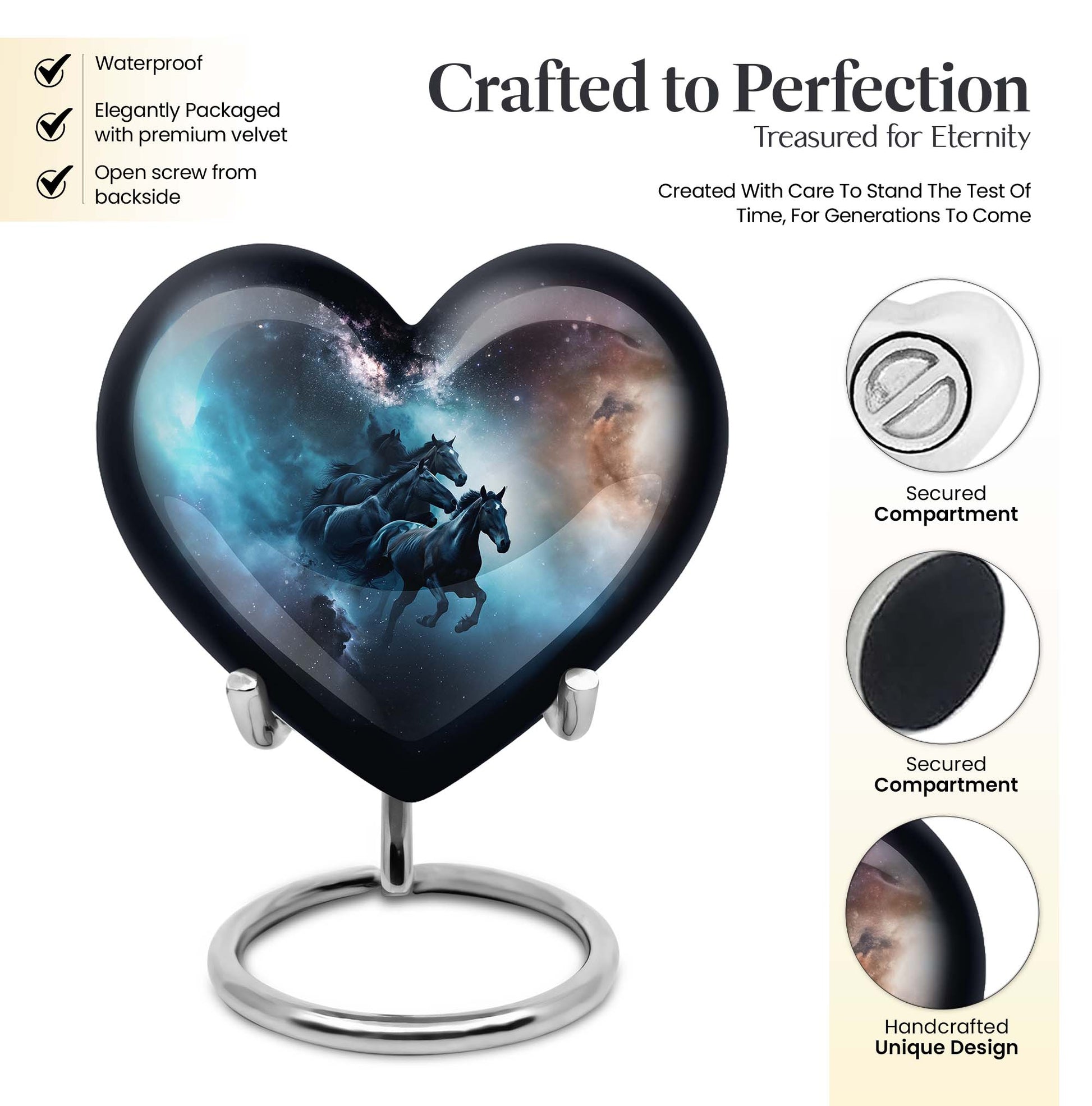 10-inch Heart Urn, horse urn used as cremation dad urn,