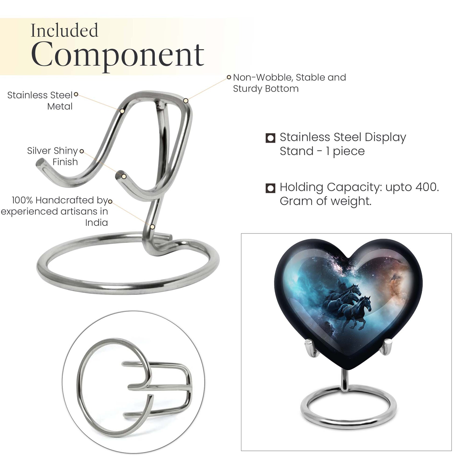 10-inch Heart Urn, horse urn used as cremation dad urn,