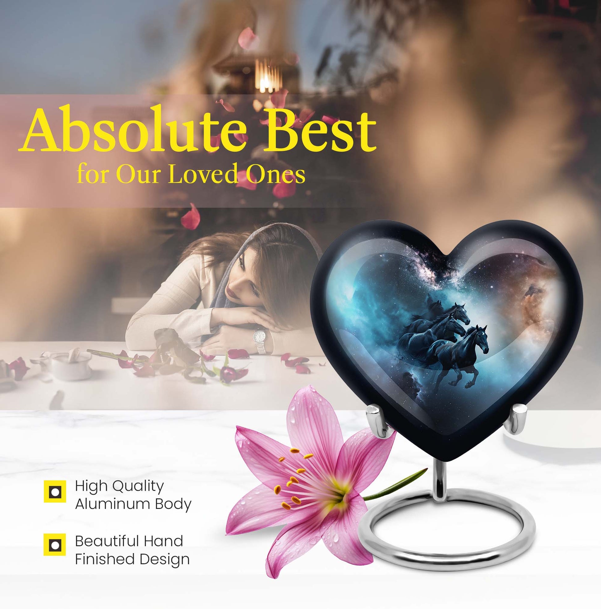 10-inch Heart Urn, horse urn used as cremation dad urn,