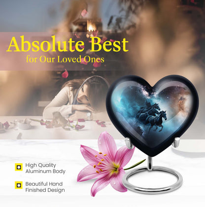10-inch Heart Urn, horse urn used as cremation dad urn,