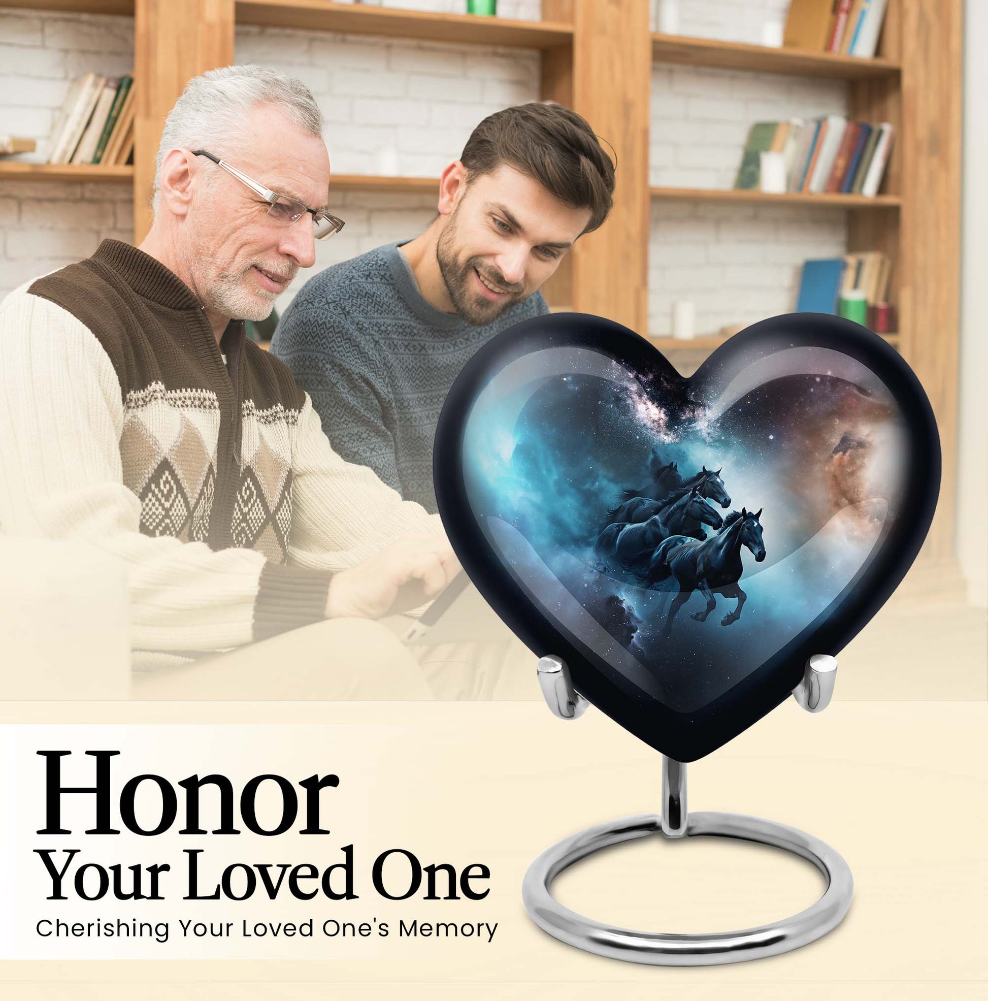 10-inch Heart Urn, horse urn used as cremation dad urn,