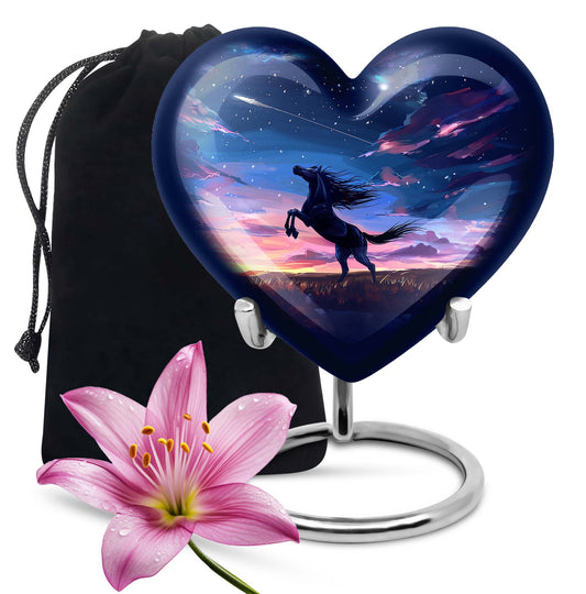 heart-shaped horse urn