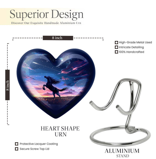 heart-shaped horse urn