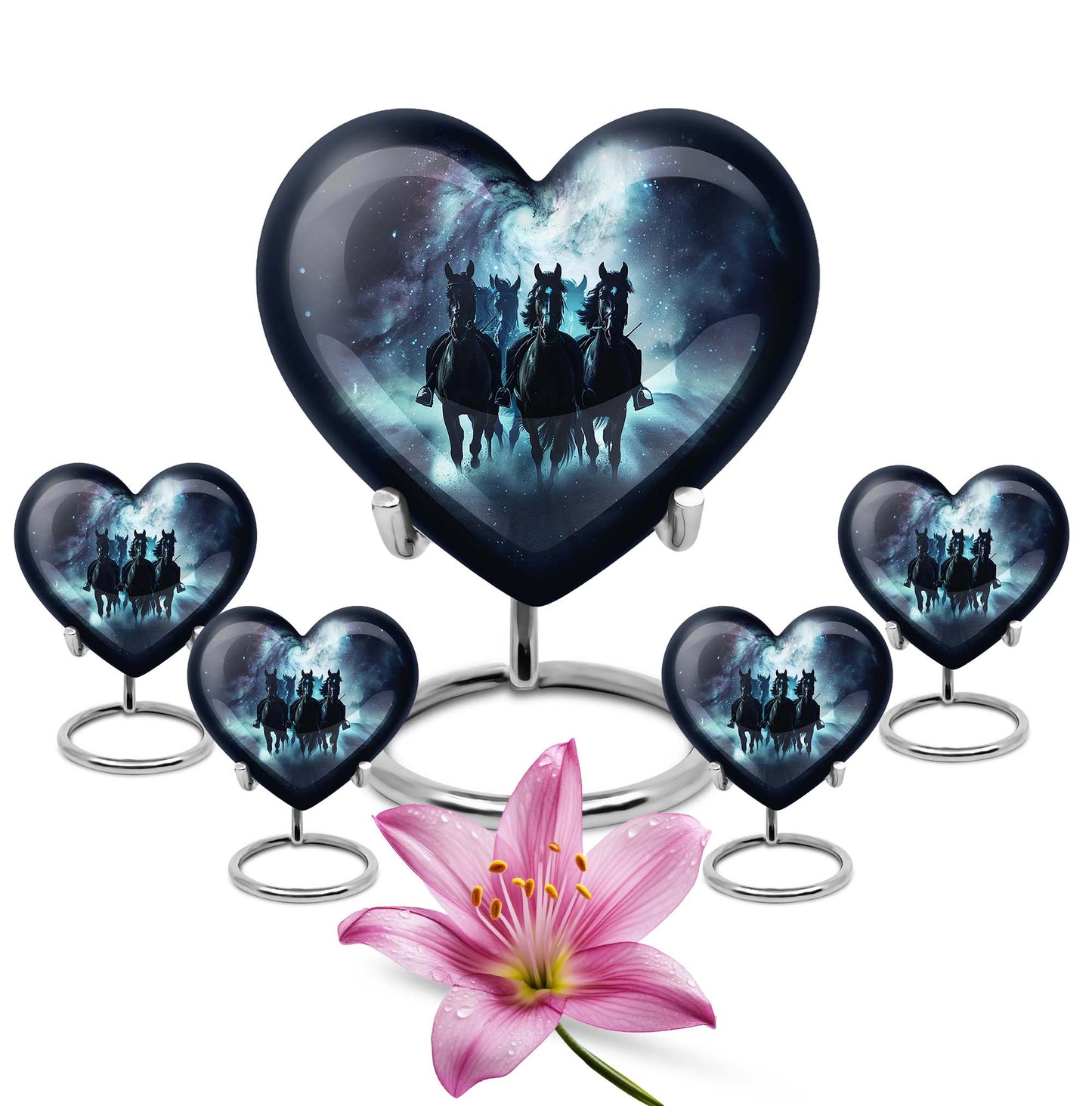 10-inch heart-shaped memorial horse urn, 