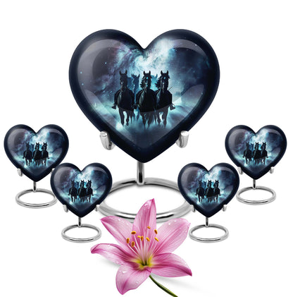 10-inch heart-shaped memorial horse urn, 