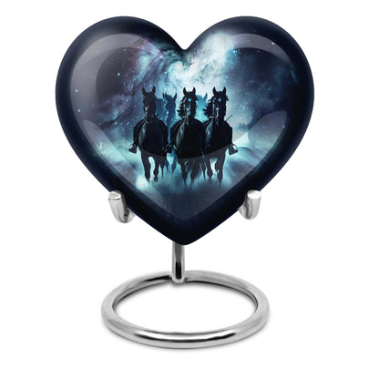 10-inch heart-shaped memorial horse urn, 