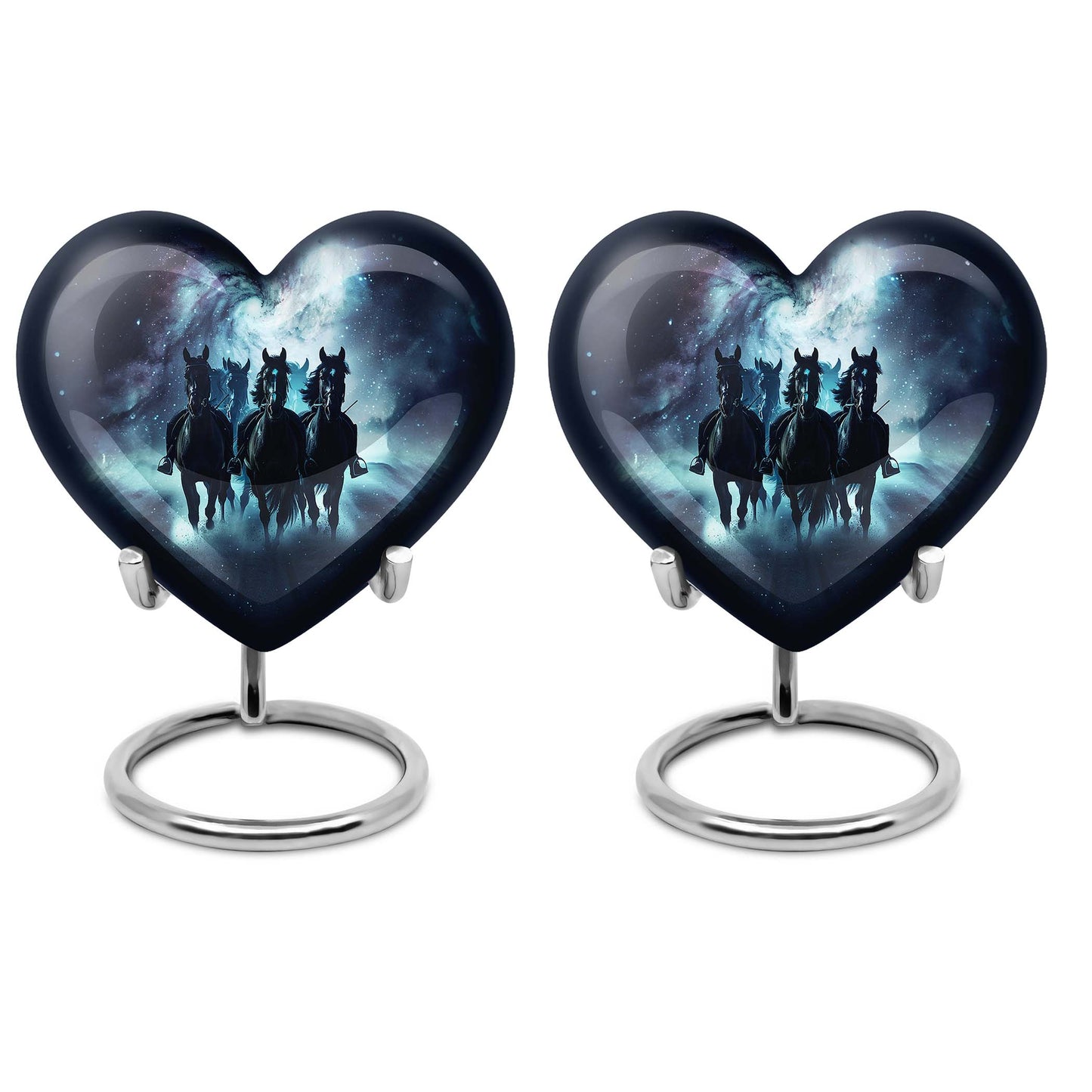 10-inch heart-shaped memorial horse urn, 