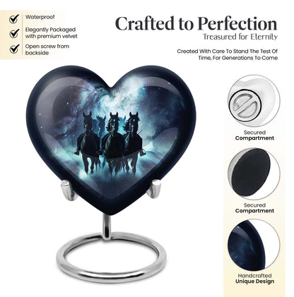 10-inch heart-shaped memorial horse urn, 