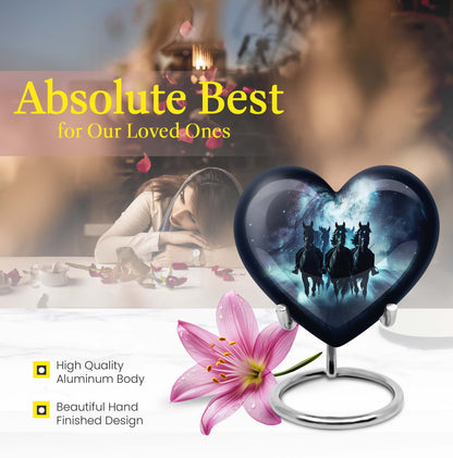 10-inch heart-shaped memorial horse urn, 