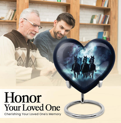 10-inch heart-shaped memorial horse urn, 