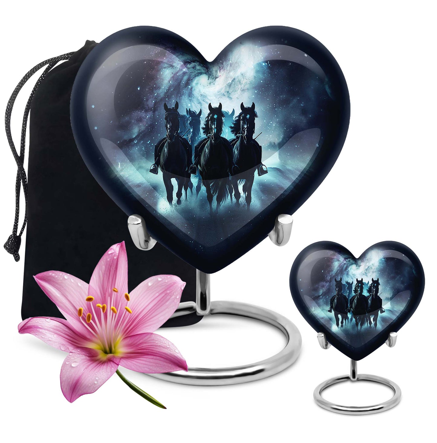 10-inch heart-shaped memorial horse urn, 