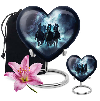 10-inch heart-shaped memorial horse urn, 