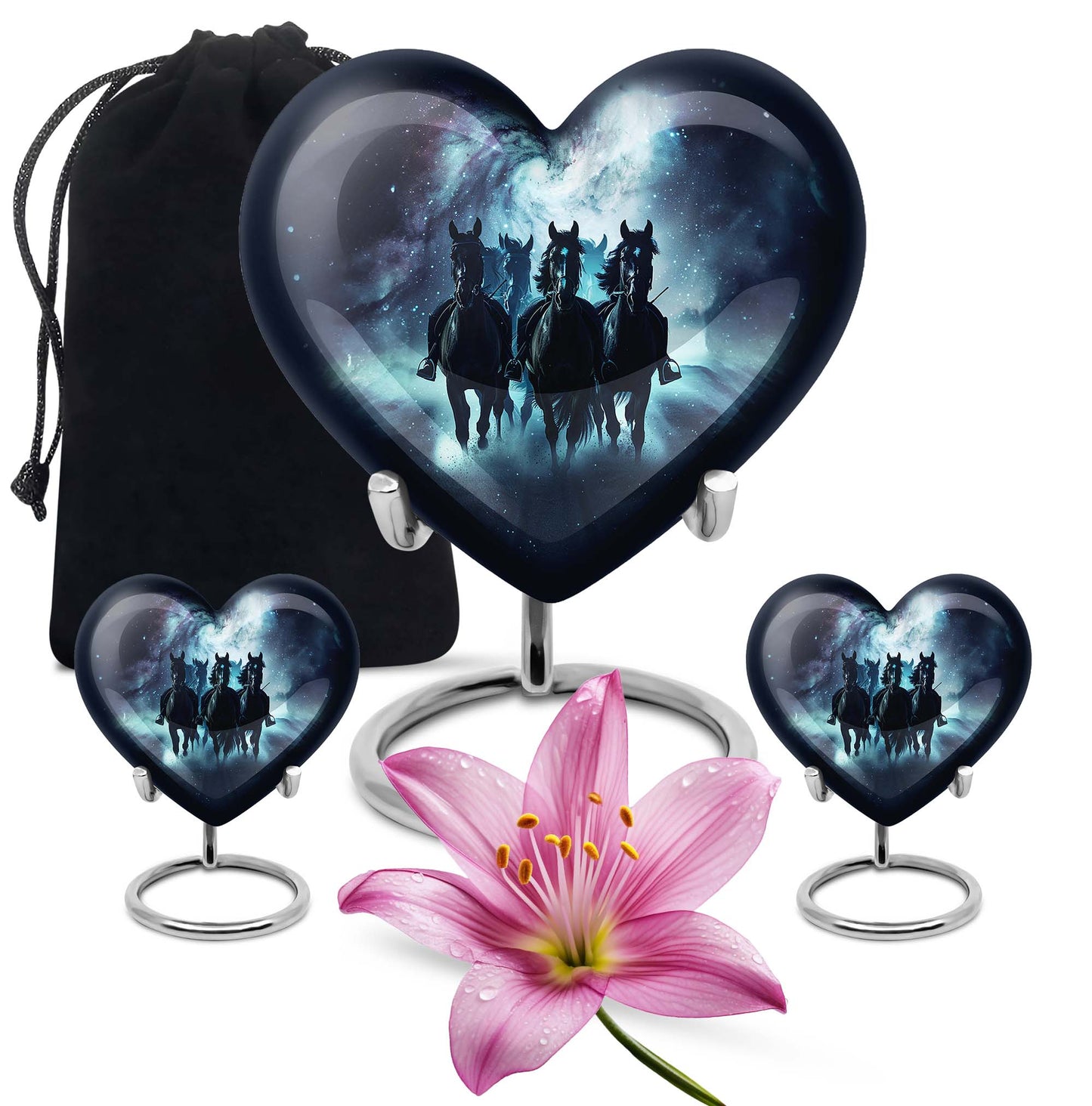 10-inch heart-shaped memorial horse urn, 
