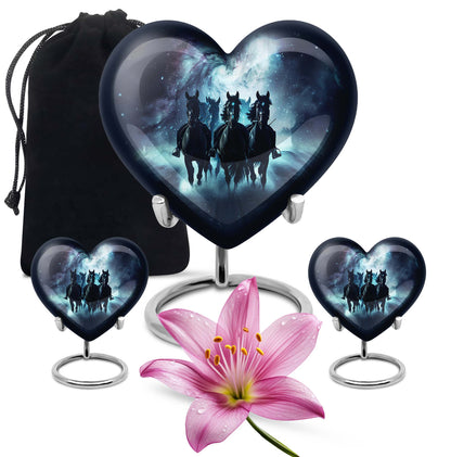 10-inch heart-shaped memorial horse urn, 