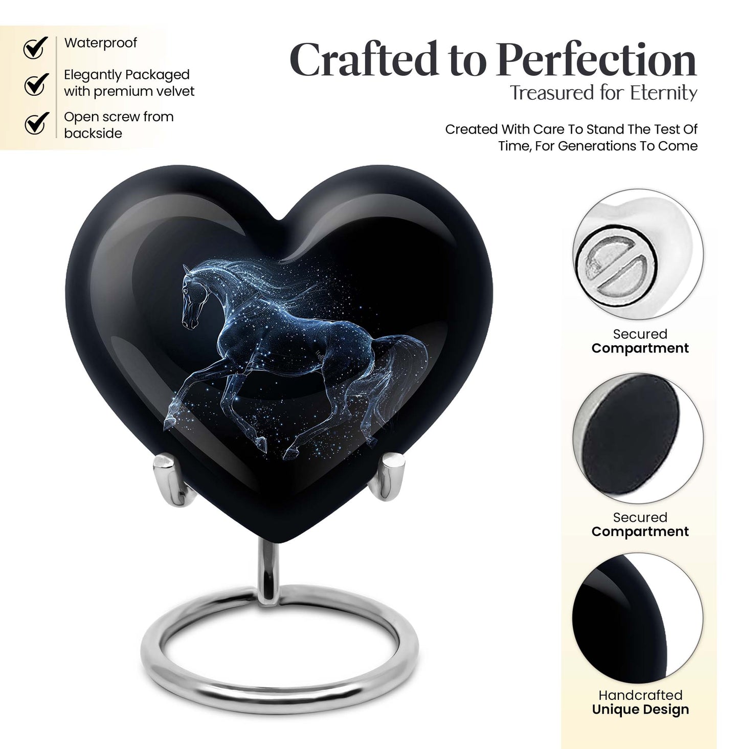 Horse Heart Urn for human ashes