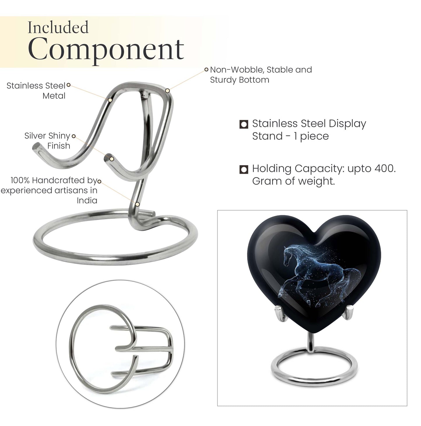 Horse Heart Urn for human ashes