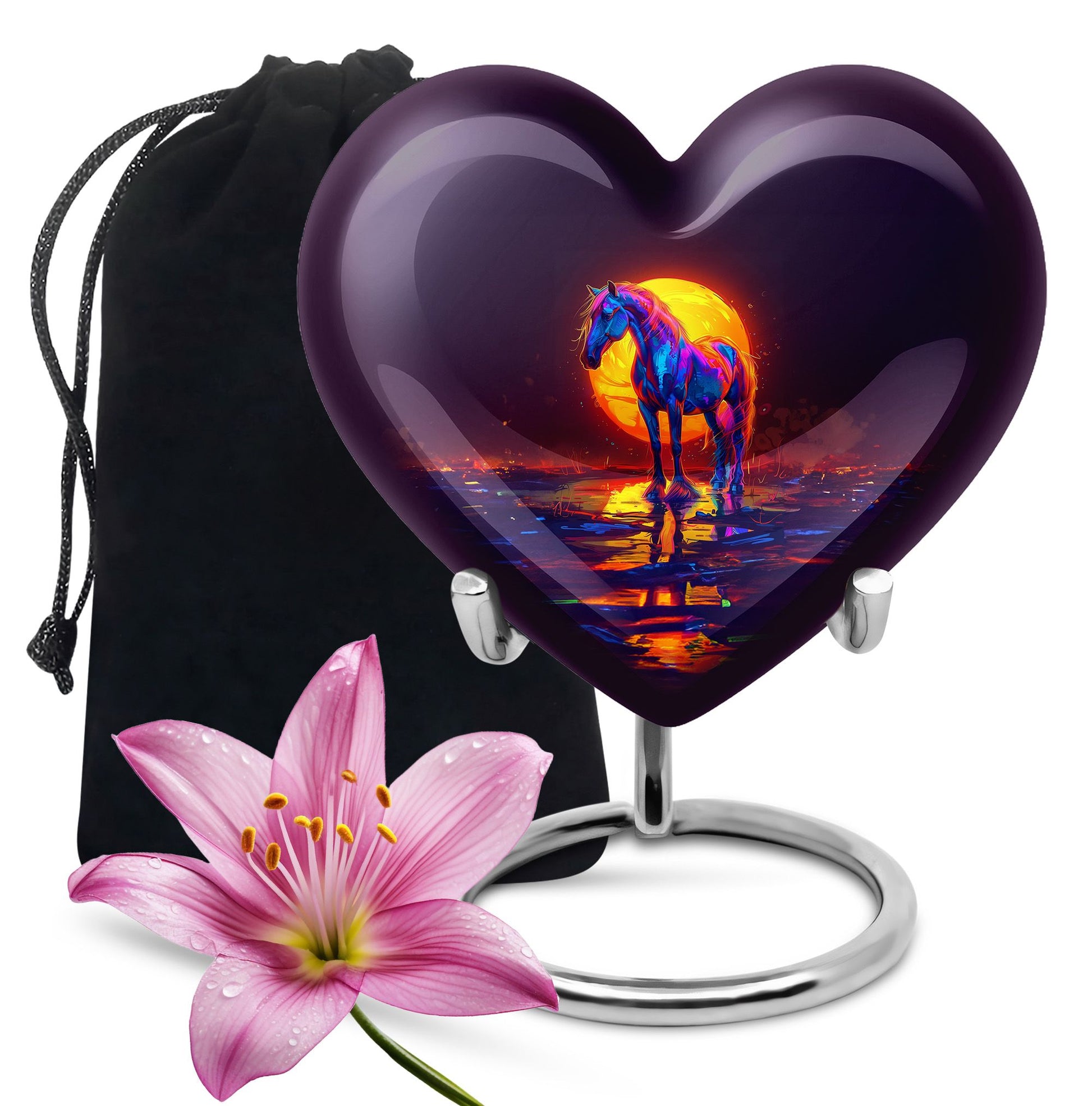 Heart-themed Horse Urn for human ashes