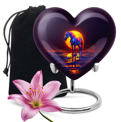 Heart-themed Horse Urn for human ashes