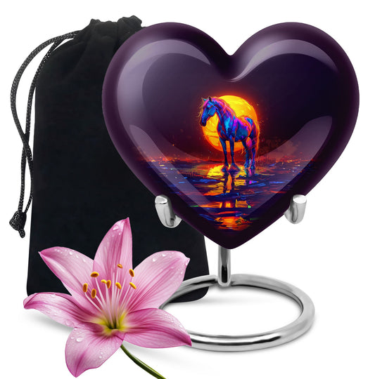 Heart-themed Horse Urn for human ashes